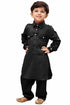 Boys' Black Cotton Pathani Kurta